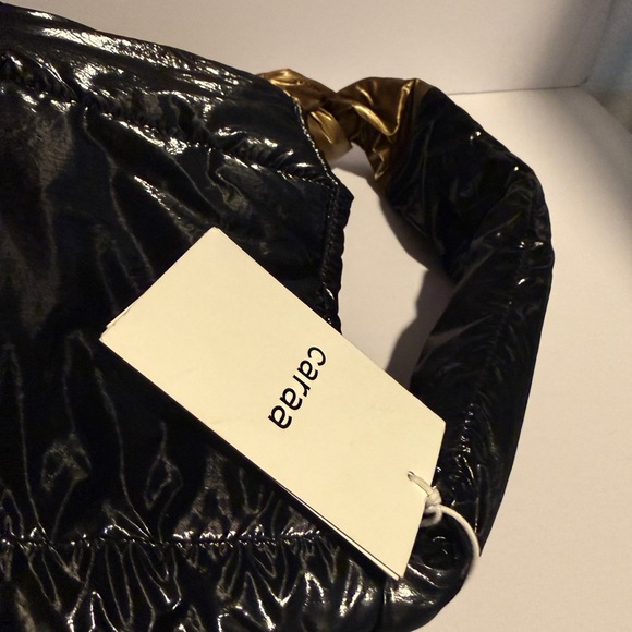 NWT Caraa Sport Fractus Quilted Puffer Tote Bag Black Gold NEW - Picture 8 of 9